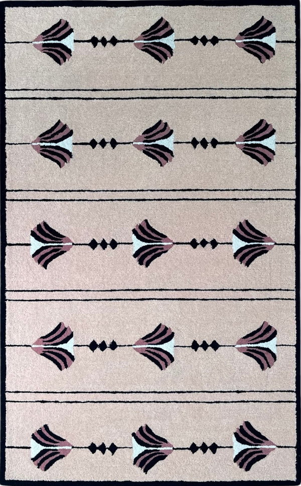 Southwestern Dusty Rose Pink Hand-Tufted Wool Rug | Tribal Geometric Area Rug