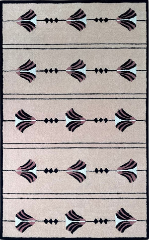 Dusty Rose Pink Hand-Tufted Wool Rug | Tribal Geometric Area Rug