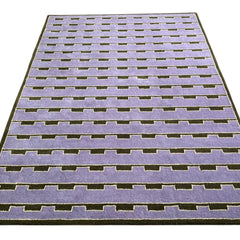 Mid-Century Modern Purple Area Rug | Hand-Tufted Wool Art Deco Nordic Rug Geometric-Design