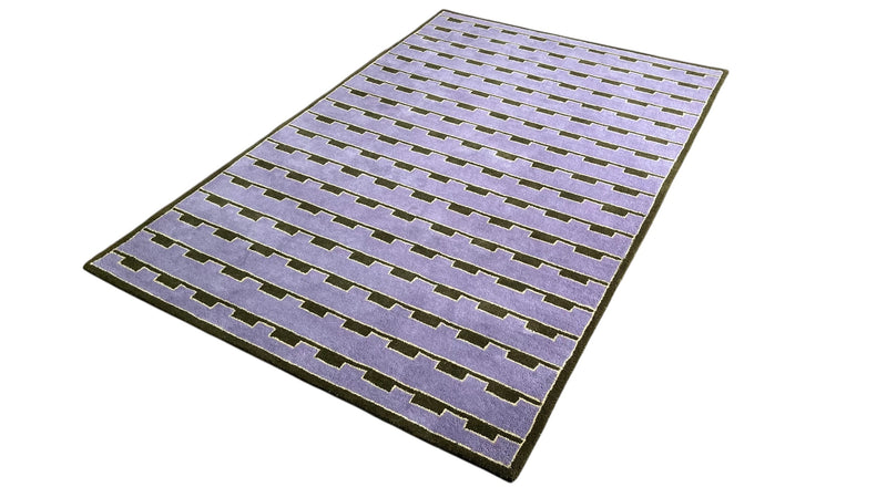 Mid-Century Modern Purple Area Rug | Hand-Tufted Wool Art Deco Nordic Rug Geometric-Design