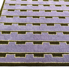 Mid-Century Modern Purple Area Rug | Hand-Tufted Wool Art Deco Nordic Rug Geometric-Design