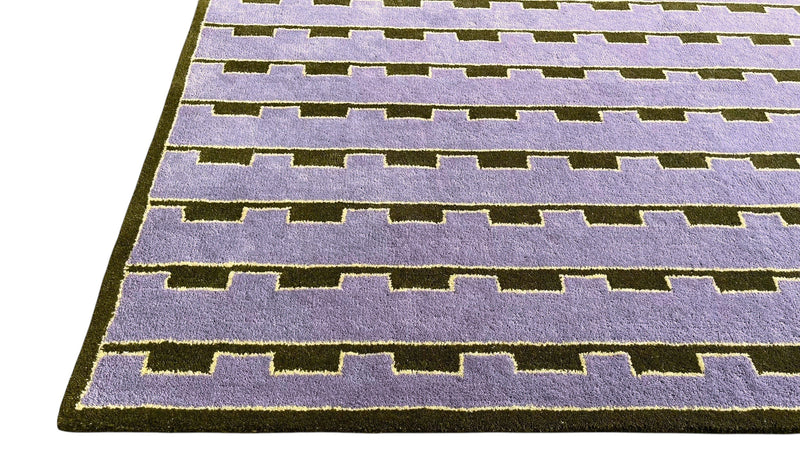 Mid-Century Modern Purple Area Rug | Hand-Tufted Wool Art Deco Nordic Rug Geometric-Design