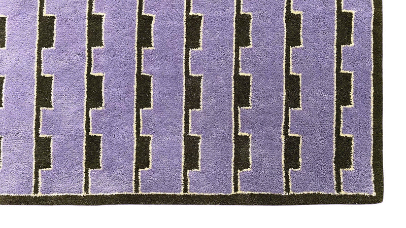Mid-Century Modern Purple Area Rug | Hand-Tufted Wool Art Deco Nordic Rug Geometric-Design