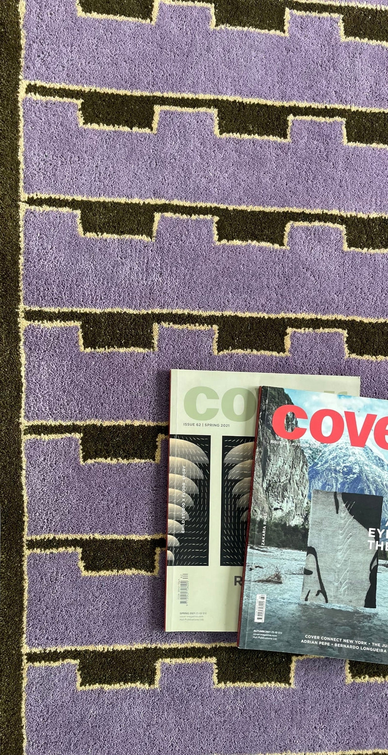 Mid-Century Modern Purple Area Rug | Hand-Tufted Wool Art Deco Nordic Rug Geometric-Design