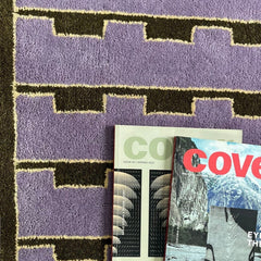 Mid-Century Modern Purple Area Rug | Hand-Tufted Wool Art Deco Nordic Rug Geometric-Design