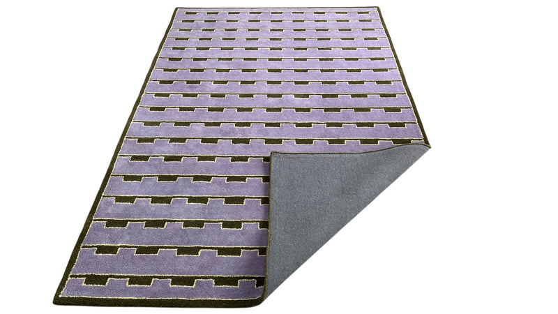 Mid-Century Modern Purple Area Rug | Hand-Tufted Wool Art Deco Nordic Rug Geometric-Design