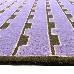 Mid-Century Modern Purple Area Rug | Hand-Tufted Wool Art Deco Nordic Rug Geometric-Design