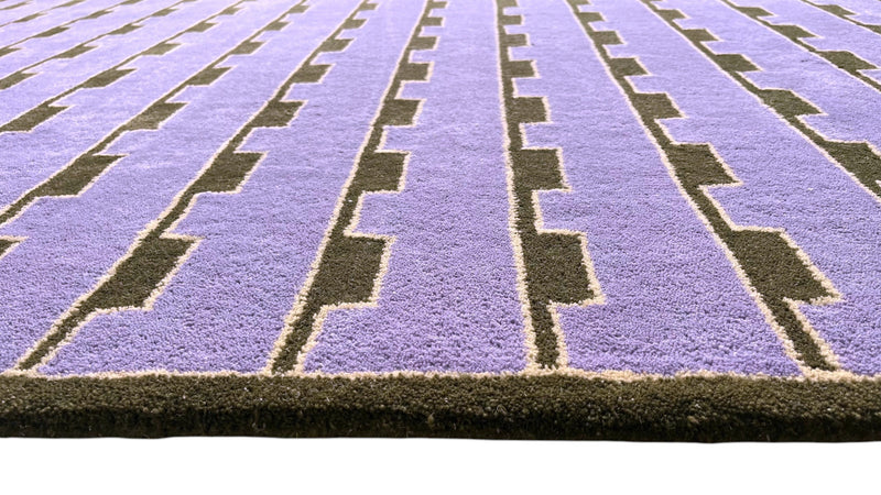 Mid-Century Modern Purple Area Rug | Hand-Tufted Wool Art Deco Nordic Rug Geometric-Design