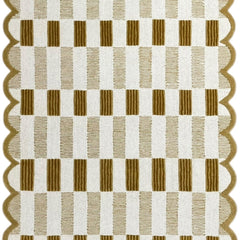 Matilda Hand-Tufted Ivory & Beige Plaid Wool Rug with Scalloped Edge