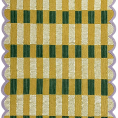 Matilda Hand-Tufted Gold Plaid Wool Rug with Scalloped Edge