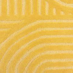 Sol Arc Hand-Tufted Wool Rug | Combed Yellow Geometric Textured Modern Area Rug