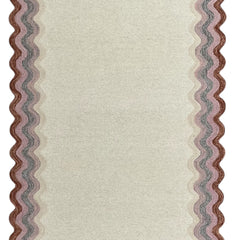 Scalloped Hand Tufted Loop Cut Wool Area Rug, Modern Beige Carpet