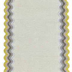 Scalloped Hand Tufted Loop Cut Wool Area Rug, Modern Ivory Carpet
