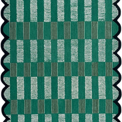 Matilda Hand-Tufted Emerald Green Plaid Wool Rug with Scalloped Edge