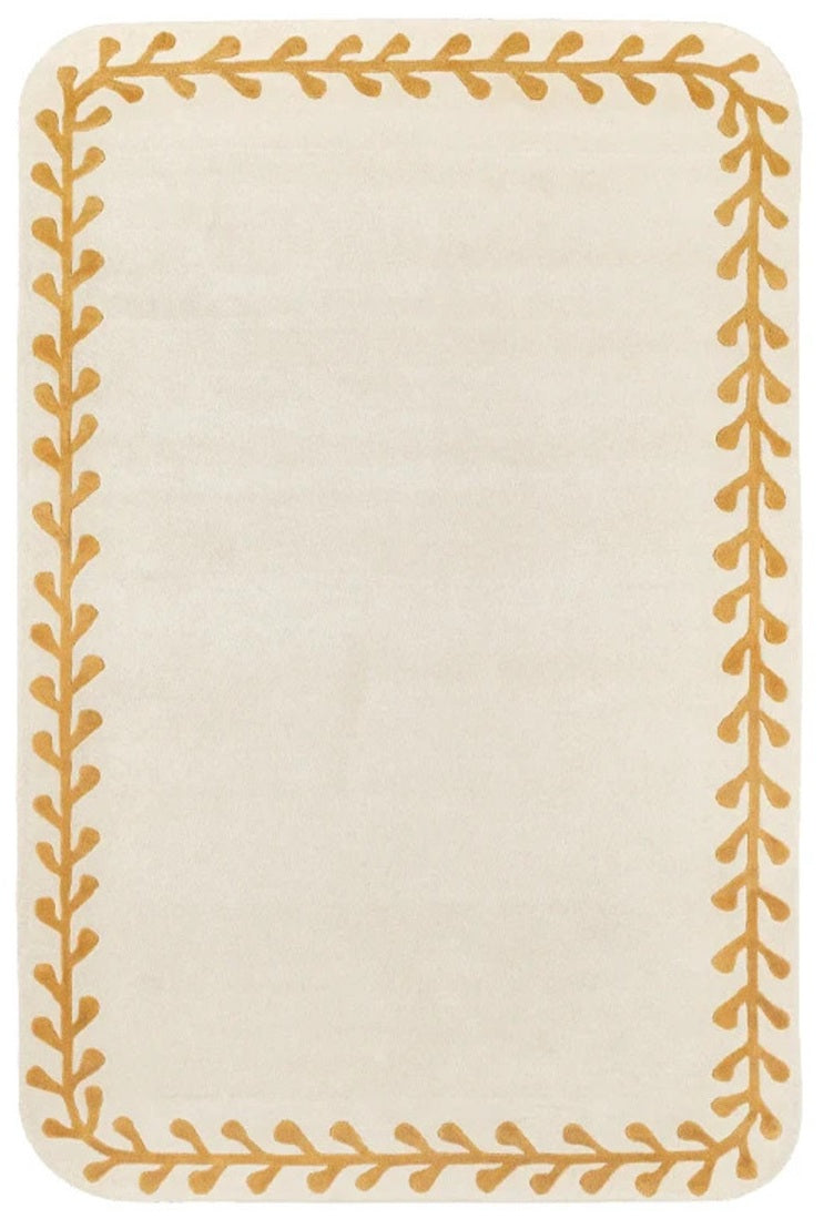 Kala Bordered Minimalist Hand Tufted Rug | Beige Gold