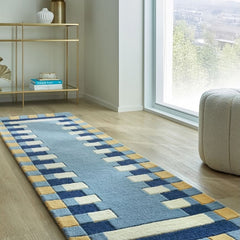 Kai Blue Area Rug – Hand Tufted Wool Border Design