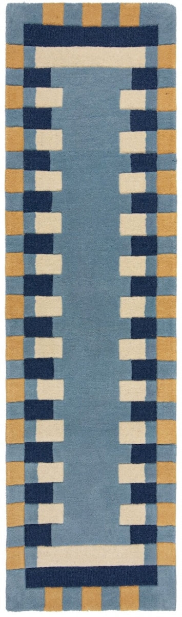 Kai Blue Area Rug – Hand Tufted Wool Border Design