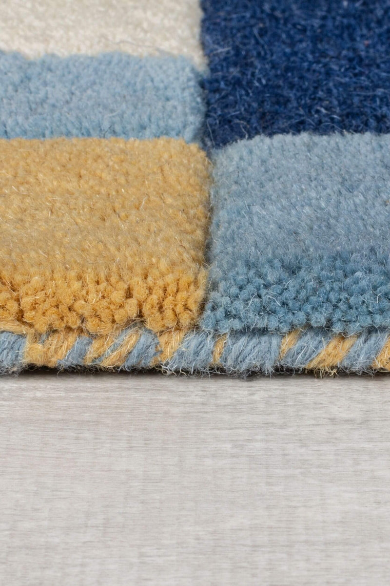 Kai Blue Area Rug – Hand Tufted Wool Border Design