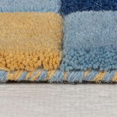 Kai Blue Area Rug – Hand Tufted Wool Border Design