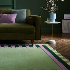 Kai Green Area Rug – Hand Tufted Wool Border Design