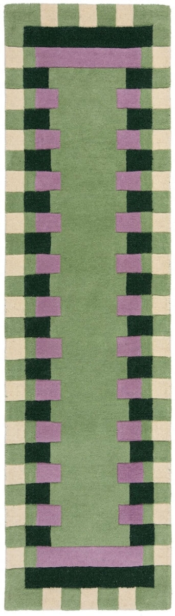 Kai Green Area Rug – Hand Tufted Wool Border Design