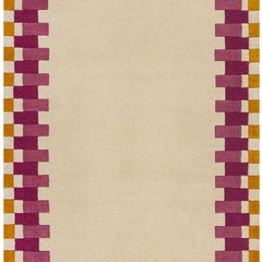 Kai Pink & Cream Area Rug – Hand Tufted Wool Border Design