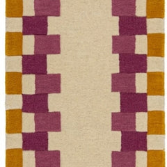 Kai Pink & Cream Area Rug – Hand Tufted Wool Border Design