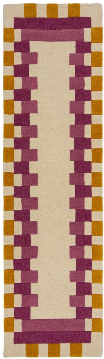 Kai Pink & Cream Area Rug – Hand Tufted Wool Border Design
