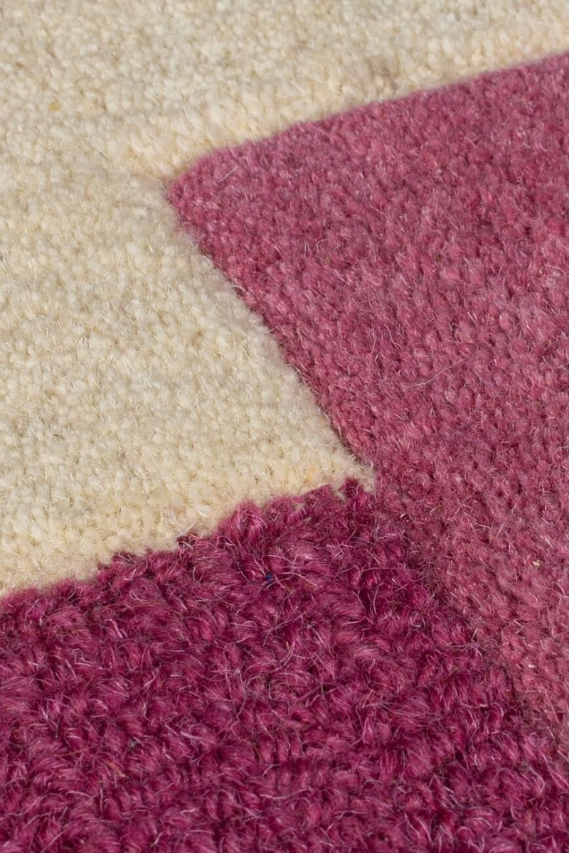 Kai Pink & Cream Area Rug – Hand Tufted Wool Border Design