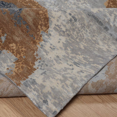 Lake Lux Knotted Rug – Gold & Charcoal Abstract Wool Area Rug