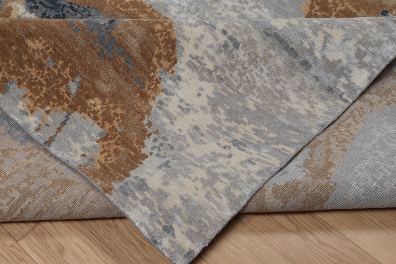 Lake Lux Knotted Rug – Gold & Charcoal Abstract Wool Area Rug
