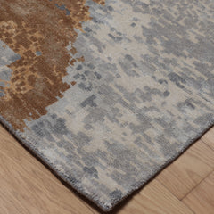 Lake Lux Knotted Rug – Gold & Charcoal Abstract Wool Area Rug
