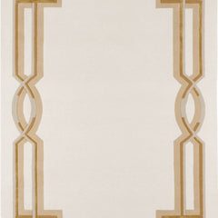 Lattice Hand-Tufted Ivory Wool Rug | Geometric Border Design | Modern Statement Area Rug