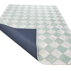 Leo Checkered Hand Tufted Wool Rug Light Green