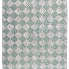 Leo Checkered Hand Tufted Wool Rug Light Green
