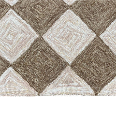 Leo Checkered Hand Tufted Wool Rug Mocha Brown