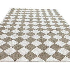 Leo Checkered Hand Tufted Wool Rug Mocha Brown
