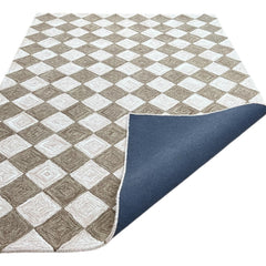 Leo Checkered Hand Tufted Wool Rug Mocha Brown