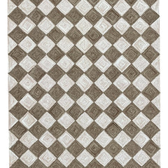 Leo Checkered Hand Tufted Wool Rug Mocha Brown