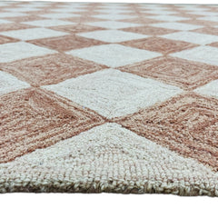 Leo Checkered Hand Tufted Wool Rug Terracotta