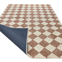 Leo Checkered Hand Tufted Wool Rug Terracotta