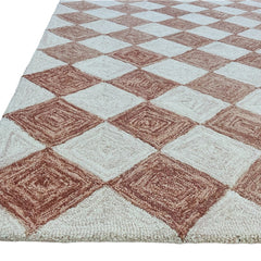 Leo Checkered Hand Tufted Wool Rug Terracotta