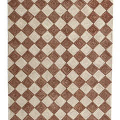 Leo Checkered Hand Tufted Wool Rug Terracotta