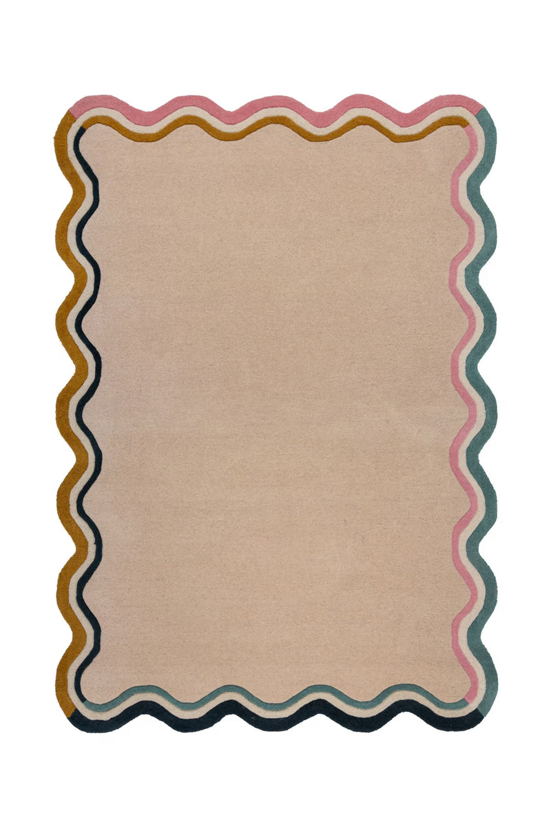 Ripple Scalloped Tufted Wool Rug - Multi