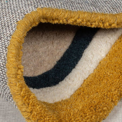 Ripple Round Scalloped Tufted Wool Rug - Multi