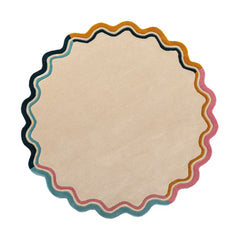 Ripple Round Scalloped Tufted Wool Rug - Multi