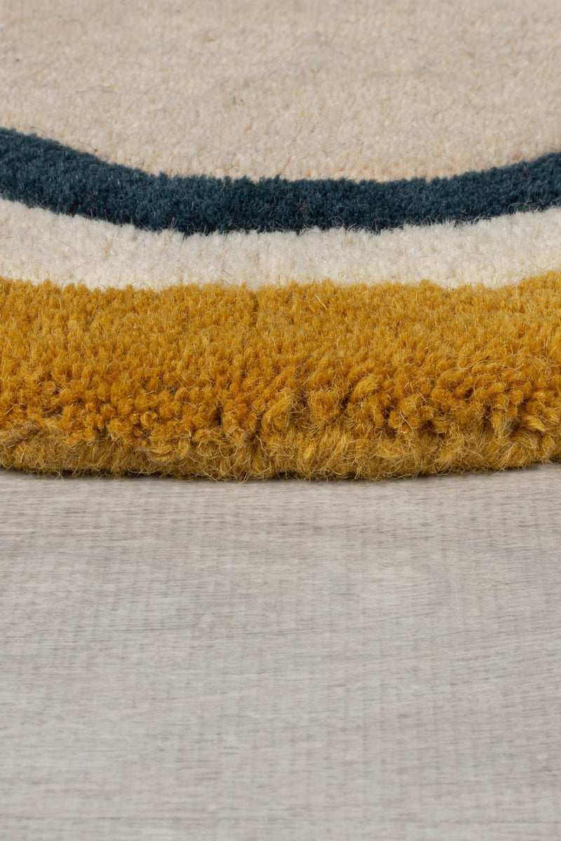 Ripple Round Scalloped Tufted Wool Rug - Multi