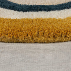 Ripple Round Scalloped Tufted Wool Rug - Multi