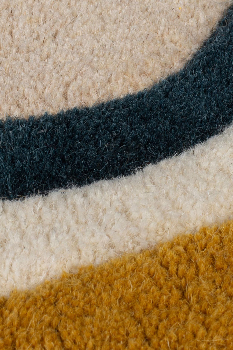 Ripple Round Scalloped Tufted Wool Rug - Multi