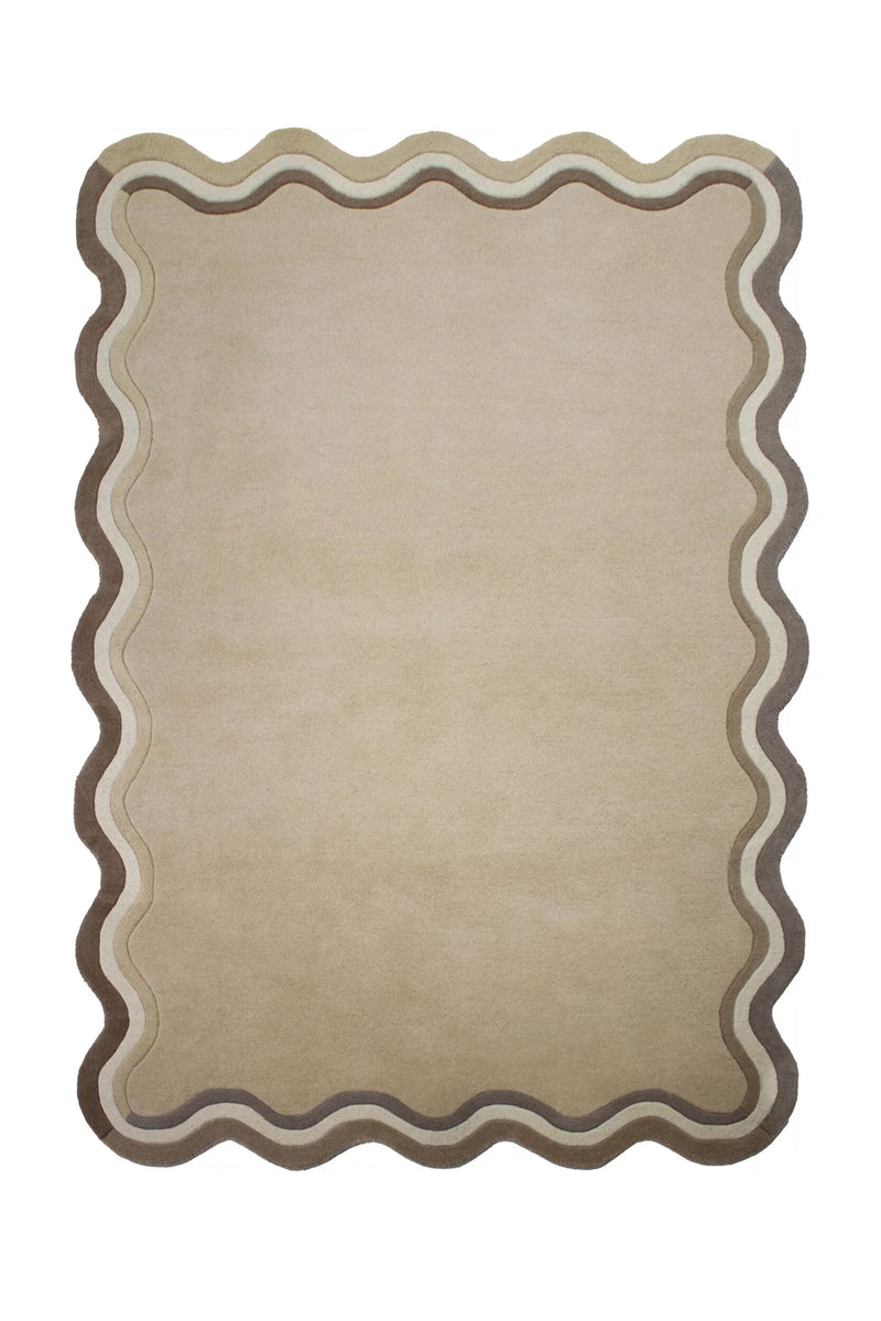 Ripple Scalloped Tufted Wool Rug - Neutral